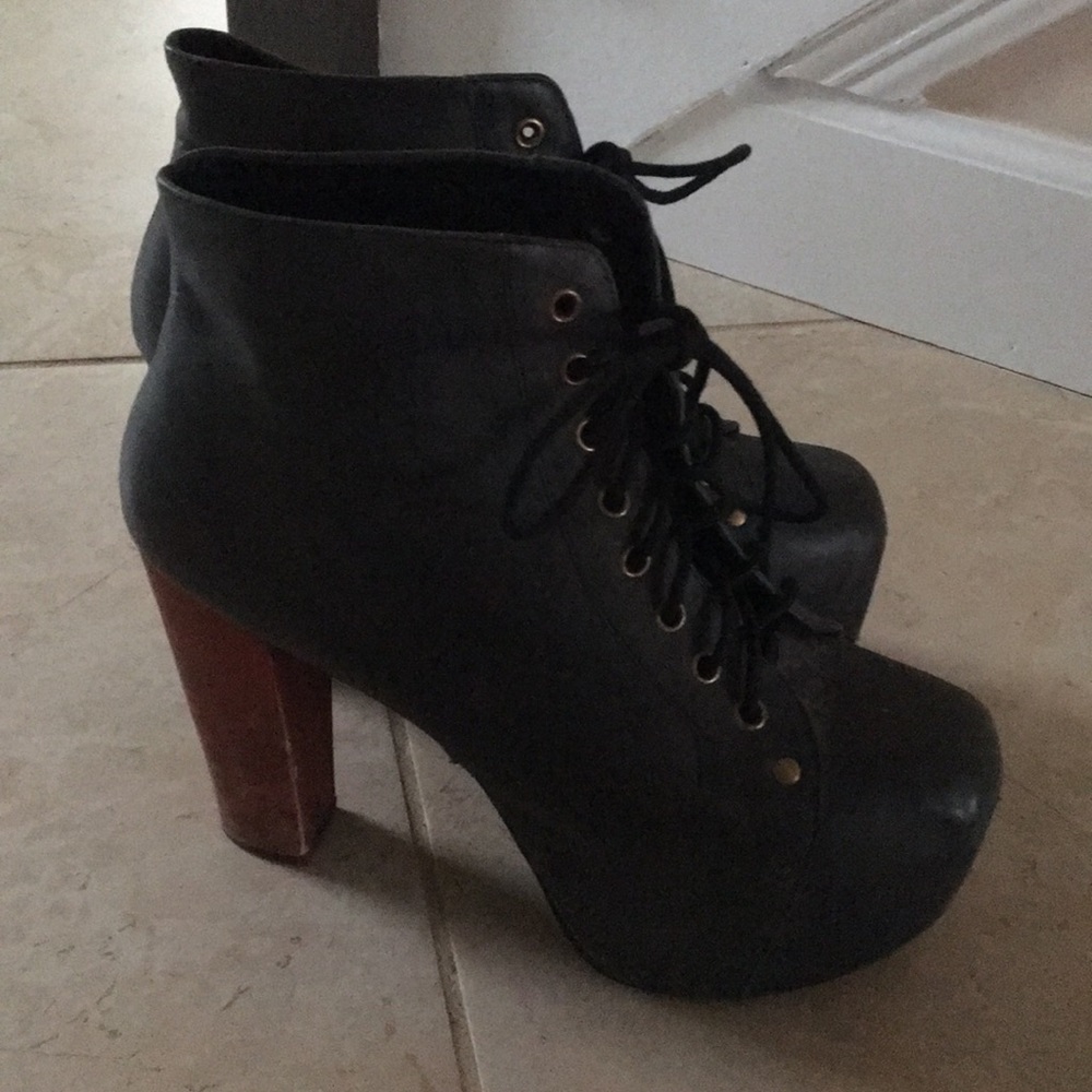 Jeffrey Campbell Lita Boot Black Leather Size 8